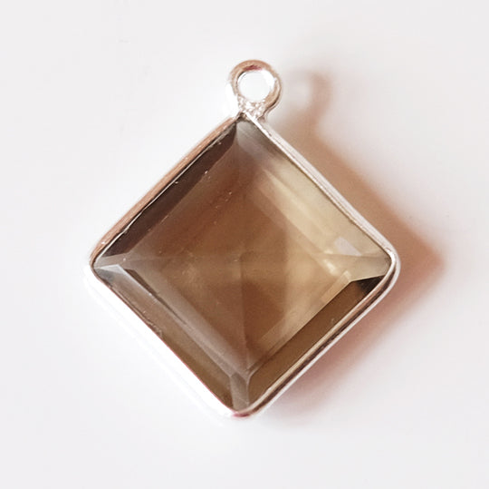 Hanger ruit rookkwarts, zilver