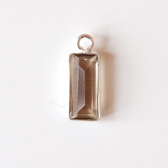 Bedel baguette rookkwarts, zilver