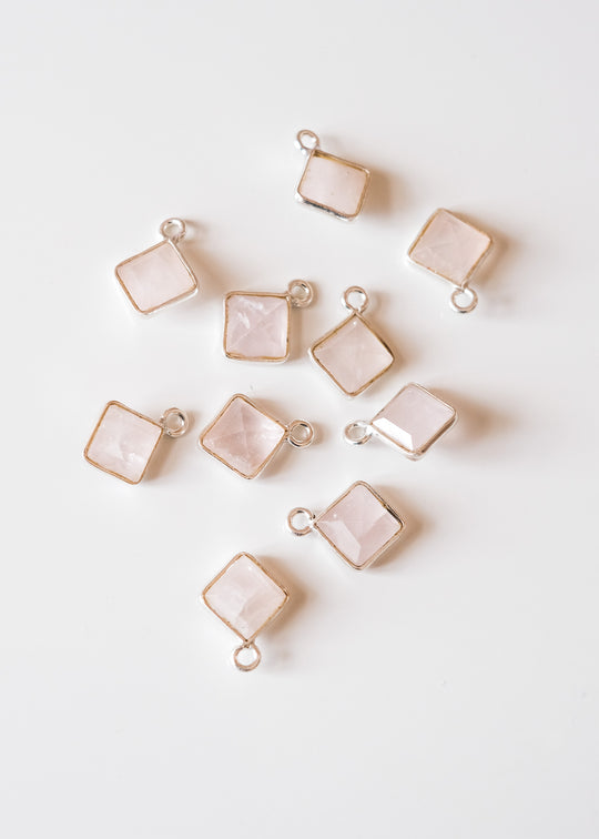 Bedel ruitje rozekwarts, zilver