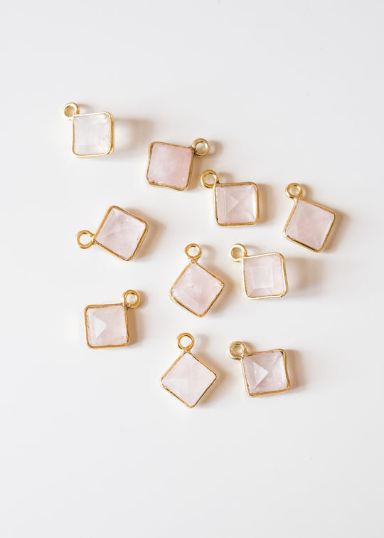 Bedel ruitje rozekwarts, verguld