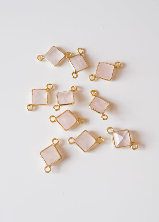 Link ruitje rozekwarts, verguld