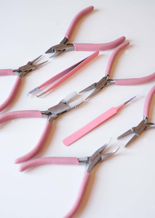 Set met tangen om juwelen te maken, roze