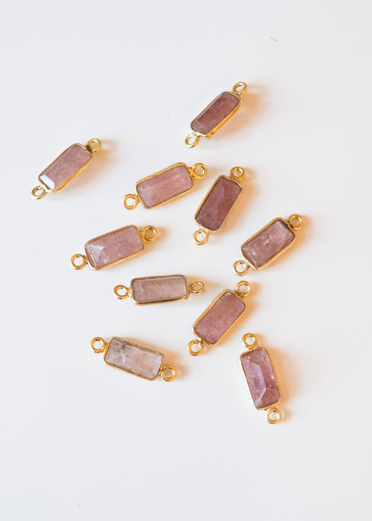 Link baguette strawberry kwarts, verguld