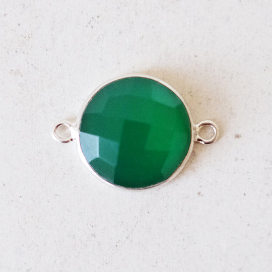 Link rond groene onyx zilver