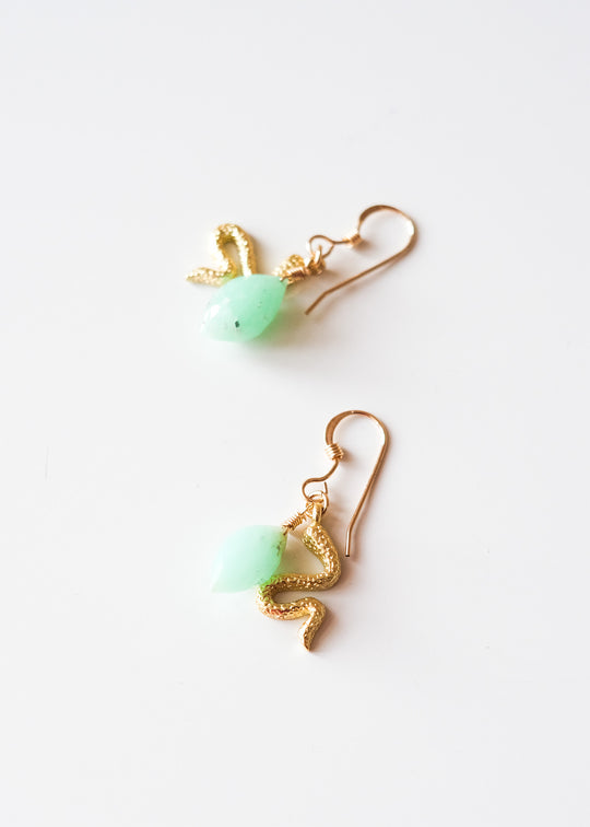 Oorbellen met slang en chrysopraas