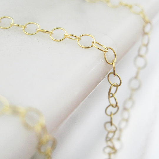 Ketting ronde schakel, verguld