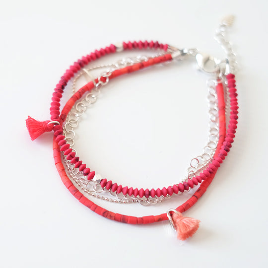 Armband in zilver en rood