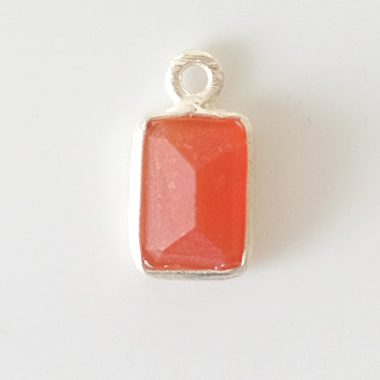 Bedel rechthoekje rode agaat zilver