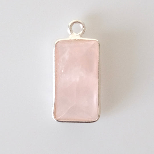 Bedel baguette rozenkwarts zilver