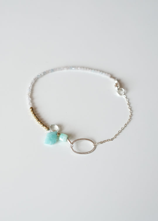 Fijn zilveren armbandje, blauw