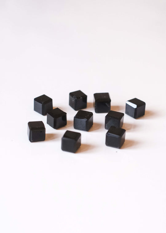 Briolette kubus, zwarte onyx